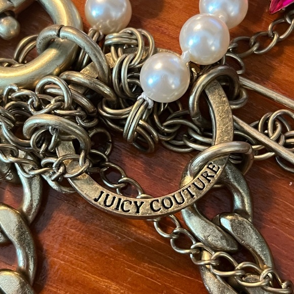 JUICY COUTURE Vintage Bag Keychain Heart Jewel Charms Pearl Crystal Overstuffed - Picture 3 of 11